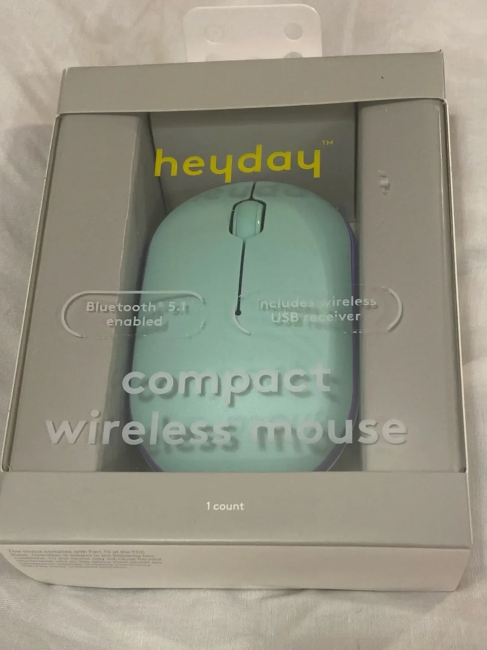 heyday Compact Wireless Mouse - Mint Teal with Purple Trim
